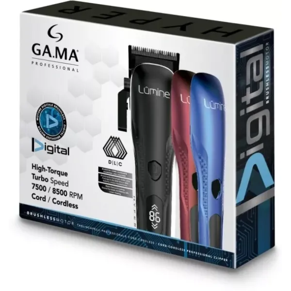 Машинка для стрижки акумуляторно-мережева Ga.Ma Lumine Hyper PM7001, безщітковий двигун, дві швидкості