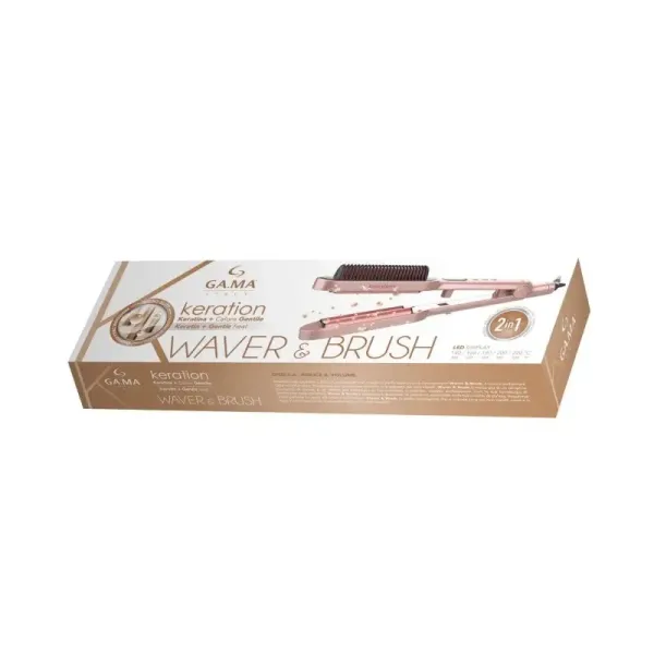 Подвійна плойка для волосся 2в1 Ga.Ma Waver&Brush Keration GI1901 з термогребінцем, хвиля 14 мм