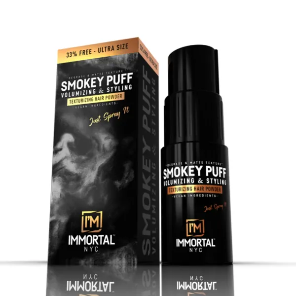 Пудра для бороди Immortal Smokey Puff Black Volumizing & Texturizing Powder 20 г NYC-161, чорна