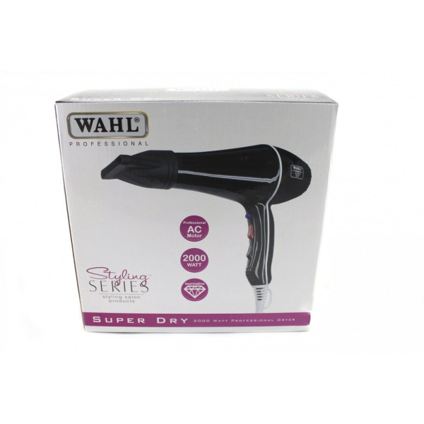 Фен для волосся WAHL SuperDry 4340-0470 , 2000Вт, 108 м³/год, іонізація, турмалін, 6 режимів, холодний обдув, AC мотор