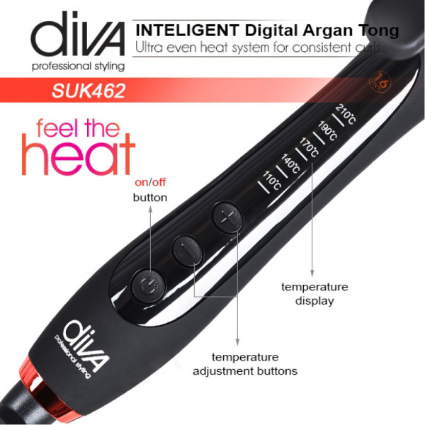 Плойка для волос Diva Argan Digital Tongs 16 мм D462