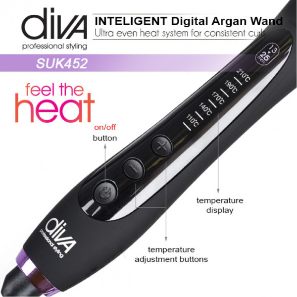 Плойка для волосся конусна Diva Argan Digital Wand 13-25 мм D452