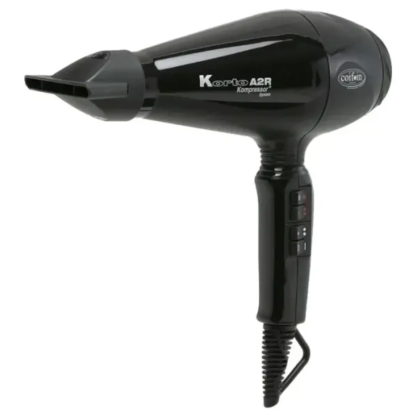 Фен для волос Coifin Korto Ionic KA2R-Ion Black 2400 Вт с ионизацией, 162 км/ч, 88 м³/ч, черный, Италия