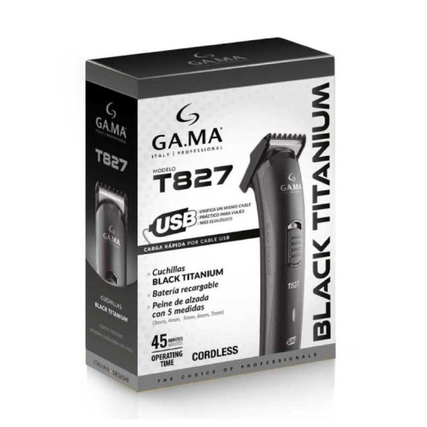 Триммер для стрижки волос и бороды Ga.Ma Black Titanium T827 GM4513
