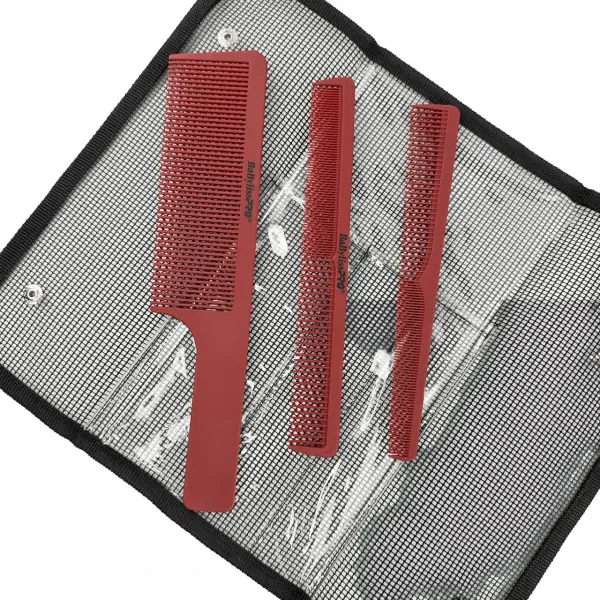 Набор парикмахерских расчесок для стрижки волос 3 шт. в футляре BaByliss Pro Set of 3 Barber Combs M4343E