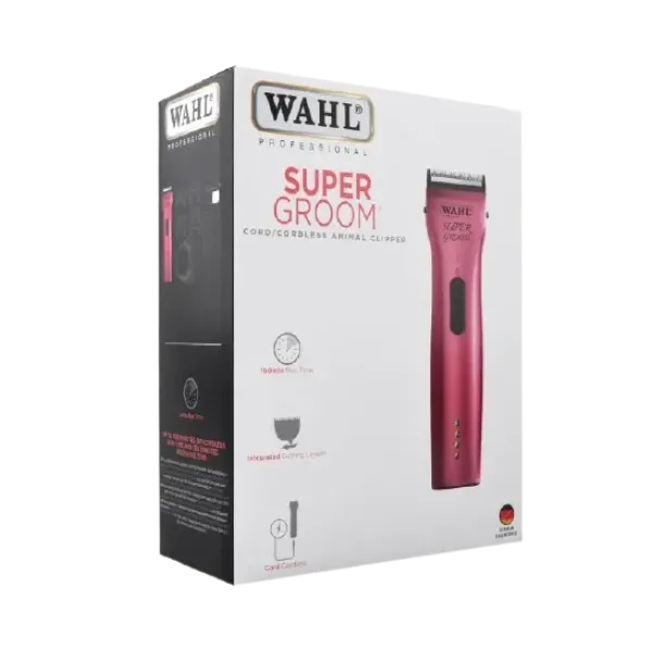 Машинка для стрижки животных аккумуляторно-сетевая Wahl Super Groom Pink 1872-0463