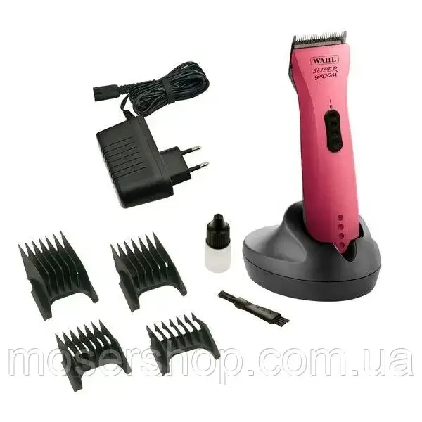 Машинка для стрижки животных аккумуляторно-сетевая Wahl Super Groom Pink 1872-0463