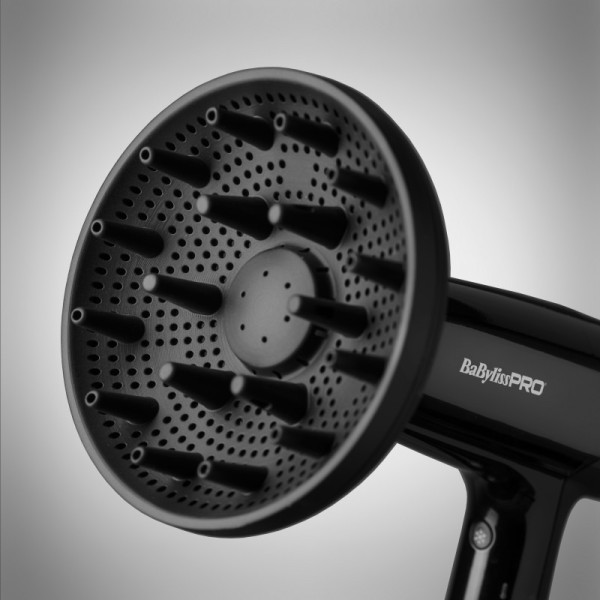 Фен для волос BaByliss PRO Falco Black&Silver BAB8550BE, 2000 Вт, система ионизации, диффузор