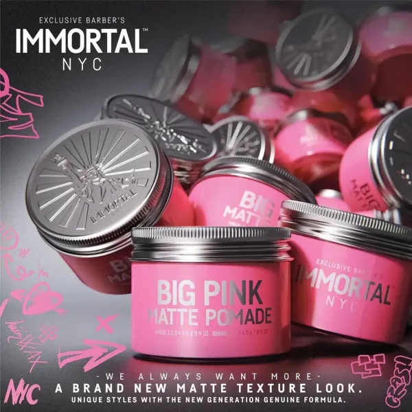 Помада матовая для укладки волос Immortal NYC Big Pink 100 мл NYC-555