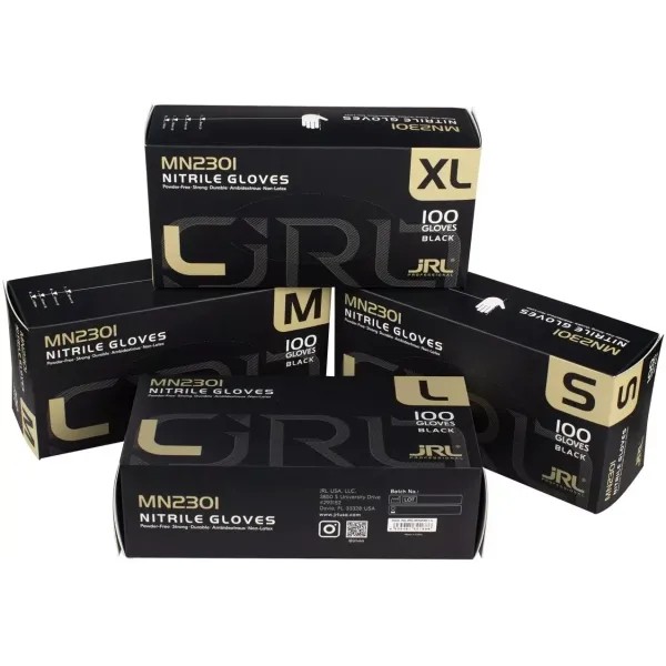 Перчатки нитриловые ультрапрочные JRL Nitrile Gloves JRL-MN2301S, черные, S, 100 шт