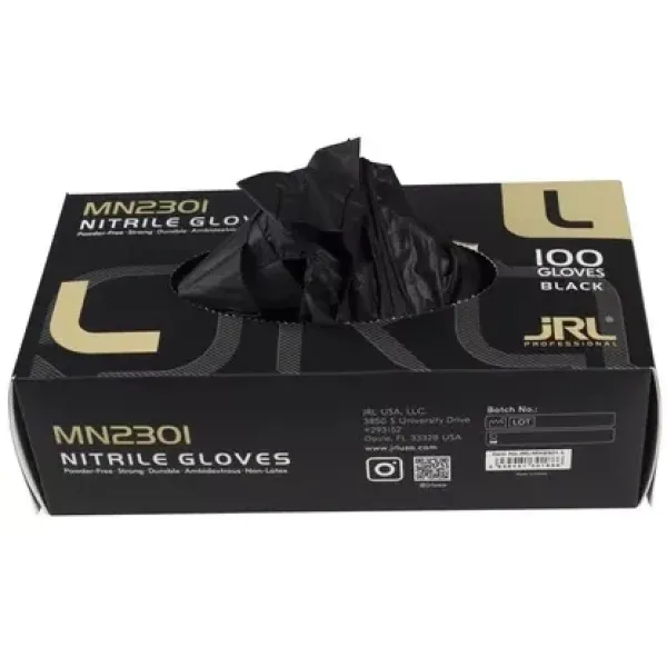Перчатки нитриловые ультрапрочные JRL Nitrile Gloves JRL-MN2301XL, размер XL, черные, 100 шт
