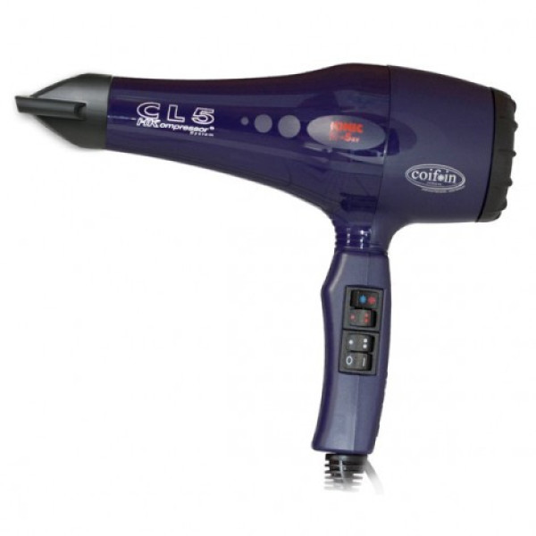 Фен для волос Coifin CL5R-Ion 2300 Вт с ионизацией, 87 м³/ч, 2 насадки, 3 температуры, синий, Италия
