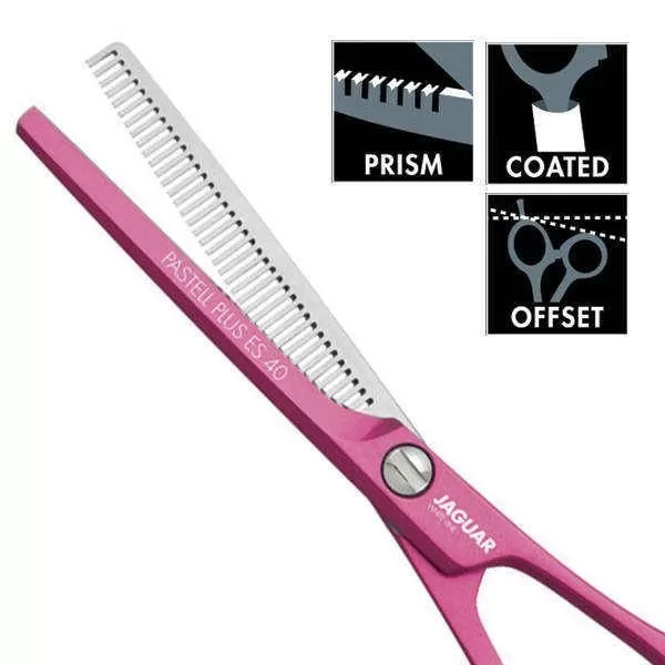 Перукарські філірувальні ножиці 5.5 дюймів Jaguar White Line Pastell Plus Candy Offset J-3054-3, 40 зубців