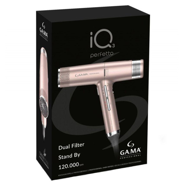 Фен для волос с диффузором Ga.Ma IQ3 Perfetto Rose&Gold PH6080.PK, 1600 Вт, 120000 об/мин, 74 м³/час