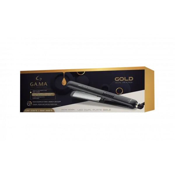 Выпрямитель для волос Ga.Ma GI2510 Gold LED Dual Plates – титаново-керамические пластины 30×120 мм,130–230°C