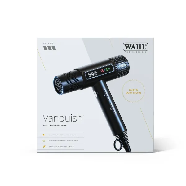 Фен для волосся Wahl Vanquish T-Dryer Black 4321-0470-1600 Вт, DC мотор SmoothTone, дифузор, іонізація, холодний обдув, LED-дисплей, 340 г