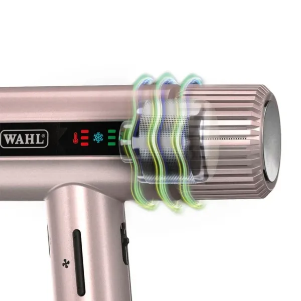 Фен для волосся WAHL Vanquish T-Dryer 4321-0471 Rose Gold, 1600 Вт, DC мотор SmoothTone,дифузор, іонізація, холодне повітря, LED-дисплей, 340 г