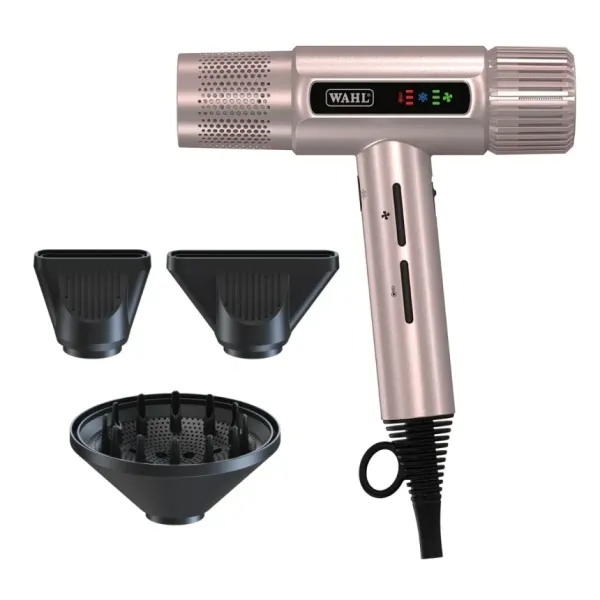 Фен для волосся WAHL Vanquish T-Dryer 4321-0471 Rose Gold, 1600 Вт, DC мотор SmoothTone,дифузор, іонізація, холодне повітря, LED-дисплей, 340 г