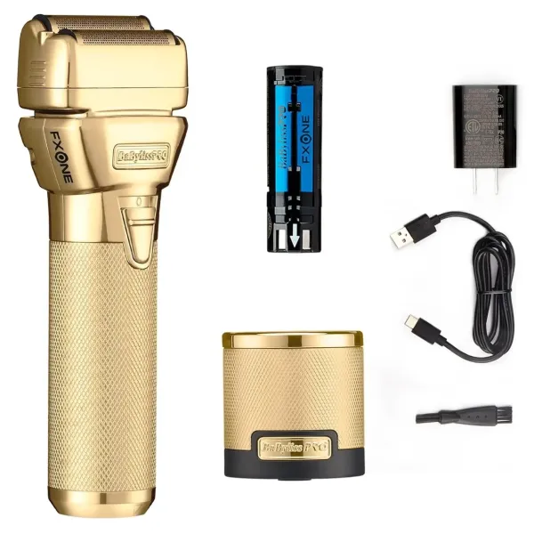 Шейвер BaByliss PRO FX79FSGE FxOne All-Metal Double Foil Gold Shaver, титановые сетки, 10000 об/мин